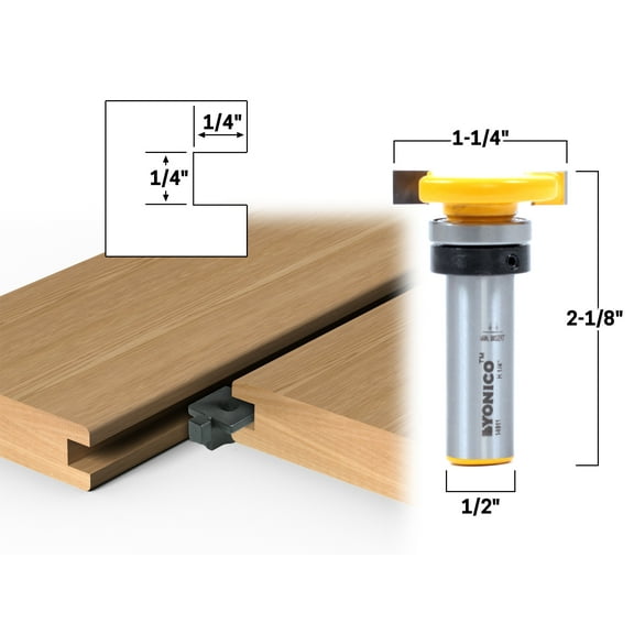 Yonico 1/4" x 1/4" Top Bearing Slot Cutter Router Bit - 1/2" Shank - 14911