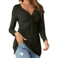 thumbnail image 5 of SHITINN Womens Casual Tops Long Sleeve V Neck Tee Shirt Solid Loose Side Split Blouse Tunic Womens Short Sleeve Blouses Women's Tops, Tees & Blouses Womens T-Shirts, 5 of 6