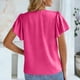 thumbnail image 4 of TaTaai Women's V-neck short sleeve top, solid color, ruffled sleeve design, casual stylish, soft breathable fabric, pullover style, ideal for daily outings & brunch dates Gift, 4 of 7