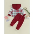 thumbnail image 4 of Arvbitana Toddler Baby Boys Fall 2Pcs Outfits Plaid Long Sleeve Buttons Hoodies Shirts + Solid Color Pants Sets Infant Boys Casual Clothes 3M 6M 12M 18M 24M 2T 3T, 4 of 8