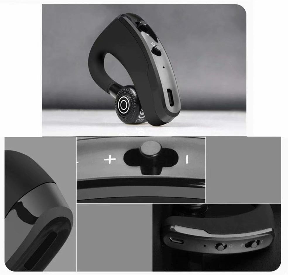 Bluetooth Headset Wireless Earpiece V4.1+EDR – Smart Noise Cancelling Bluetooth Headset for Businessmen, Office, Driving, Trucker, Compatible with Android/iPhone/Google Assistant