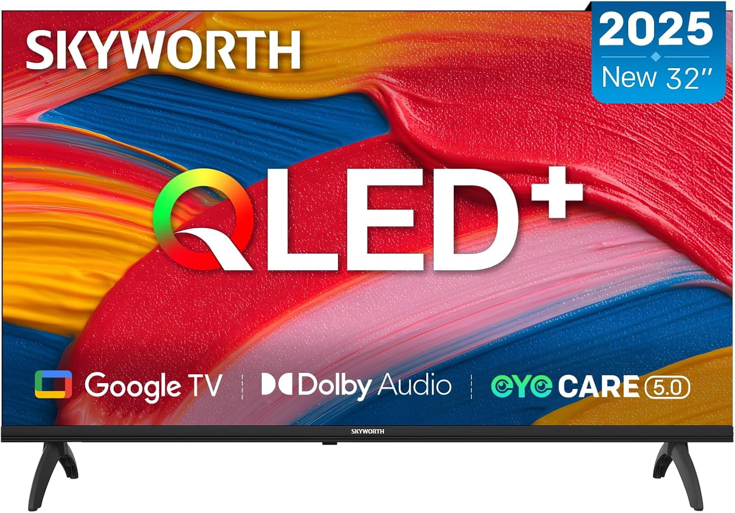 SKYWORTH 32 Inch QLED Smart TV, HD TV Compatible with Google TV