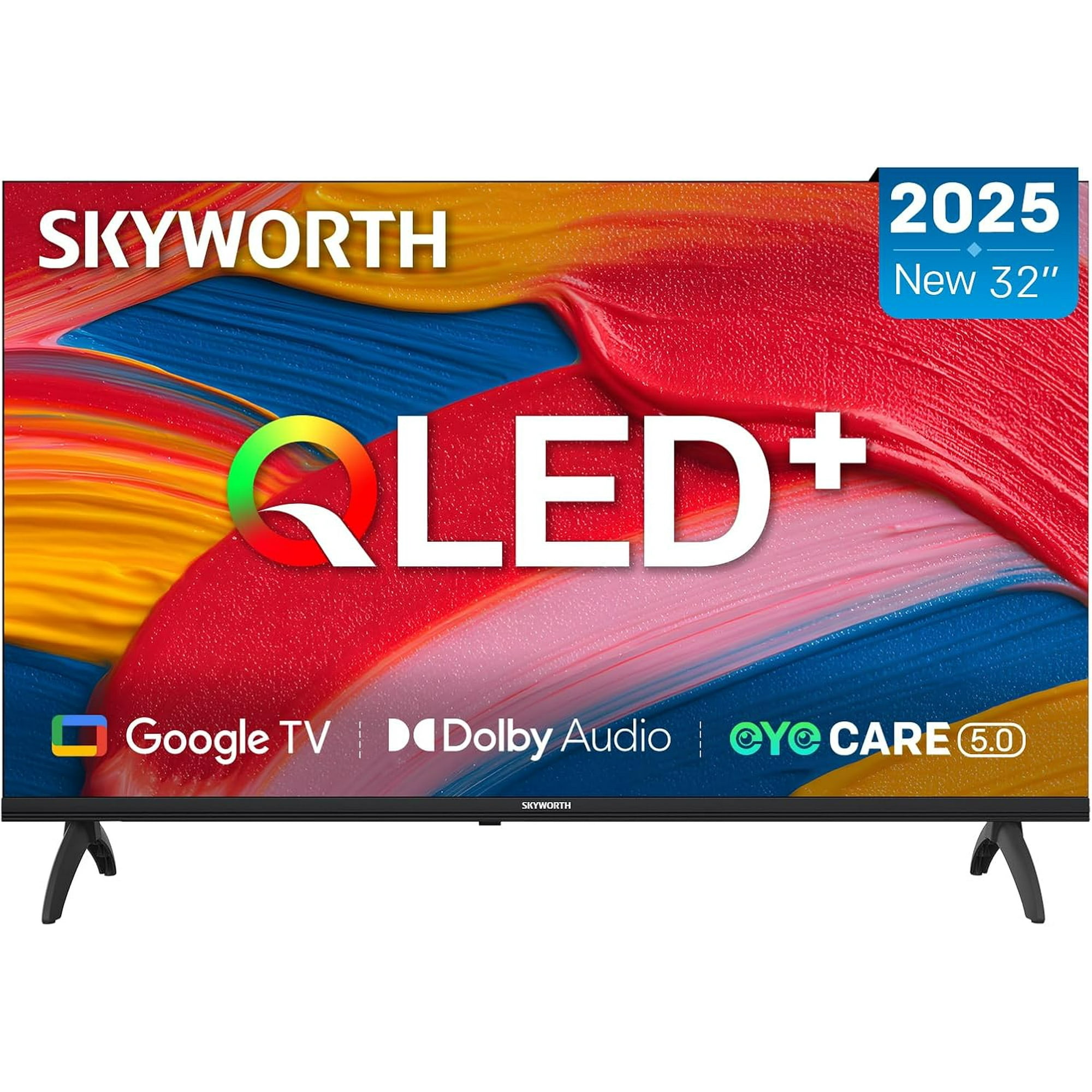 SKYWORTH 32 Inch QLED Smart TV, HD TV Compatible with Google TV