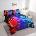 thumbnail image 2 of Red Blue Gaming Comforter Set 7 Piece Bed in a Bag Twin,Gamer Bedding Sets Neon Lights Abstract Geometry Sheet Set with Comforter Gamer Room Decor, 2 of 5