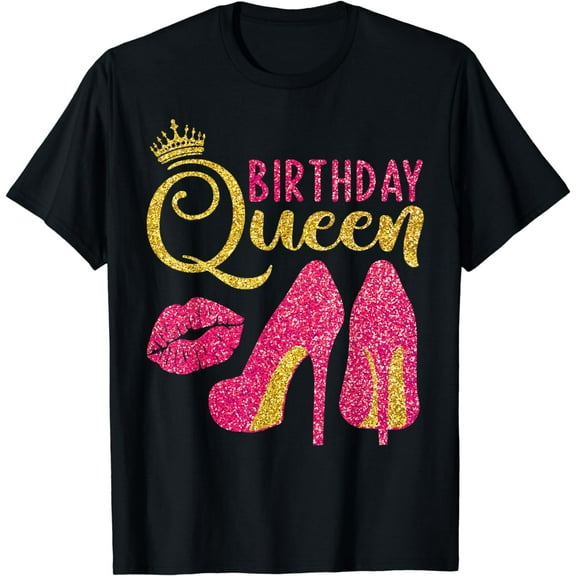 Birthday Queen Crew High Heels Women Girls Birthday Squad T-Shirt