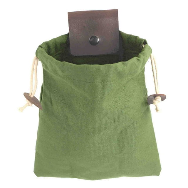 Leather Canvas Outdoor Foraging Bag with Belt Loop - Fruit Picking & Jungle Storage Waist Bag, 21.5x20cm Multifunctional Tool Pouch for Camping