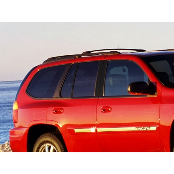 Rvinyl Pillar Post Window Trim Compatible with GMC Envoy 2002-2009 - Gloss (Black)