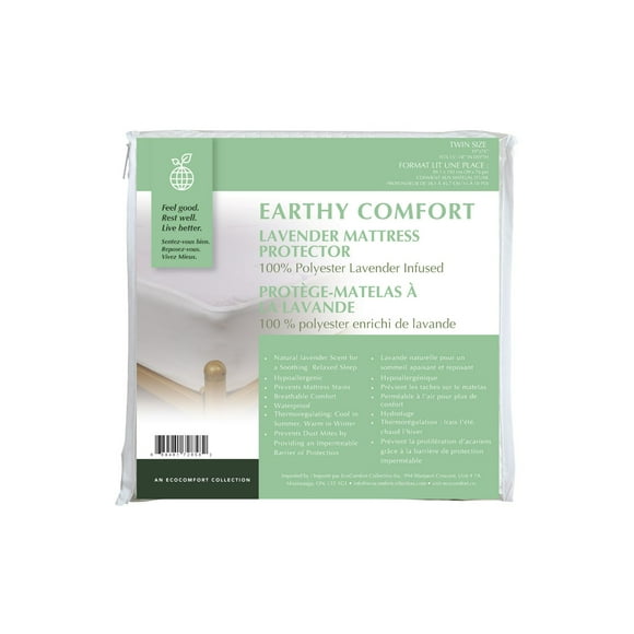 Earthy Comfort Protège-Matelas à la Lavande - Lit Une Place