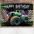 thumbnail image 4 of Truck Banner Backdrop Green Purple Truck Birthday Party Decorations Supplies for Boys Kids Cars Backdrop Happy Birthday Sign Party Banner Car Theme Photo Poster Background 5x3ft, 4 of 10