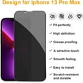 thumbnail image 2 of EXGREEM 6.7" Tempered Glass Phone Screen Film Protector for iPhone 13 Pro Max, 2 Pack, 2 of 4