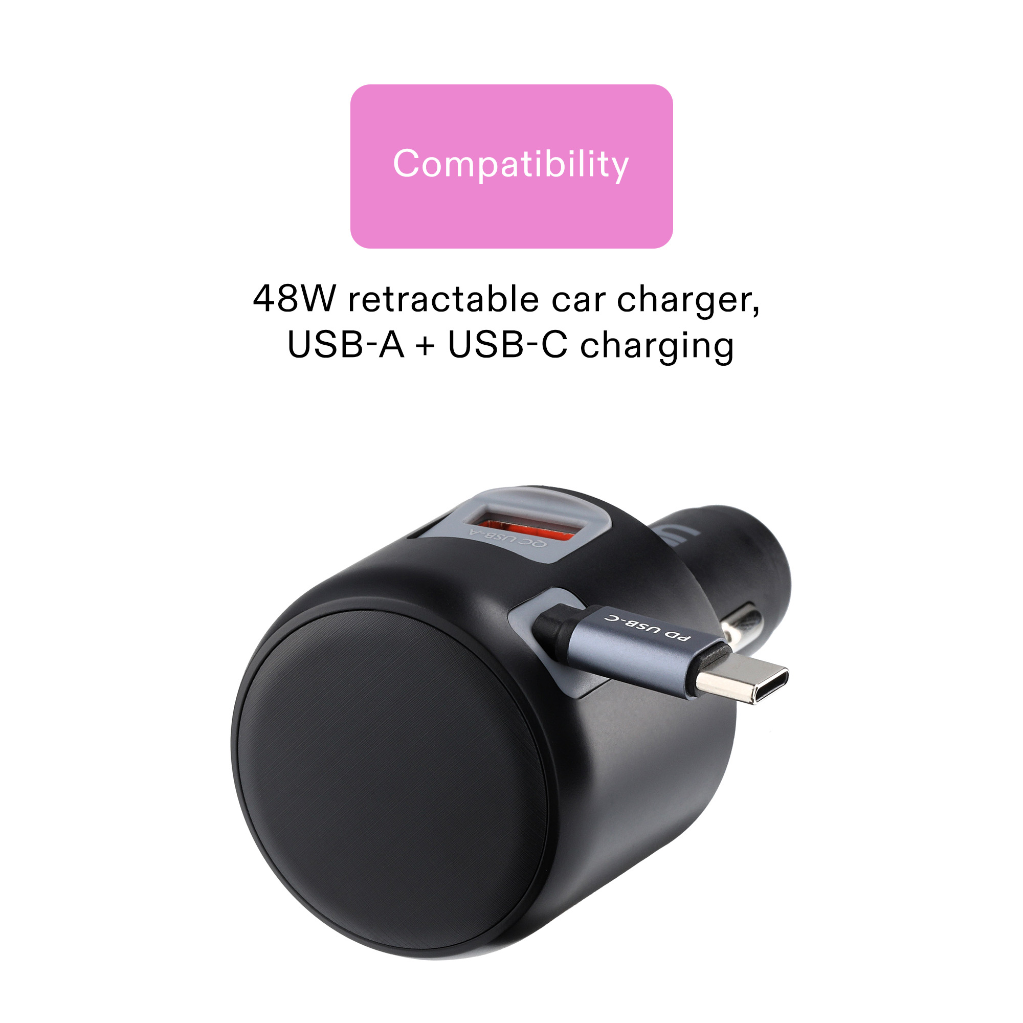Onn 2-in-1 Fast Charge USB-C Car Charger photo 4