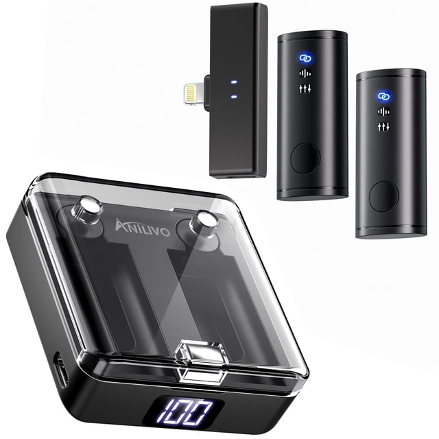 Micrófono Lavalier inalámbrico ANILIVO para iPhone con batería de 40 horas