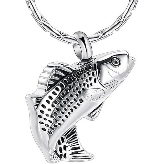 Fish Cremation Jewelry for Ashes Stainless Steel Memorial Ashes Keepsake Ashes Necklace Urn Necklace Pendant for Women Men