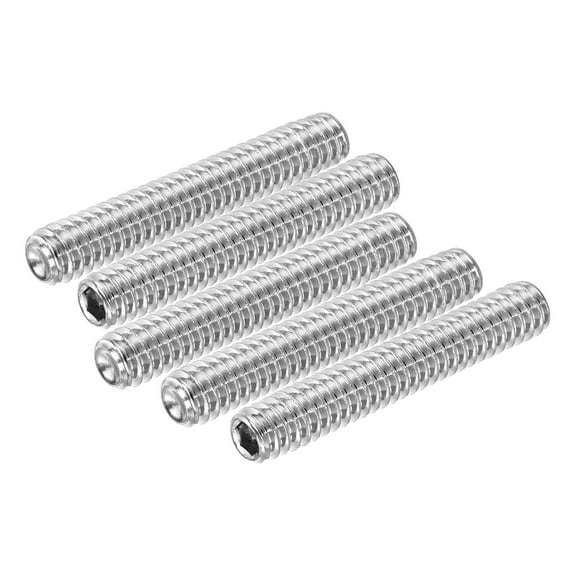 Uxcell 10Pack Hex Socket Grub Screw, 1/4-20x1-1/2" 304 Stainless Steel Head Socket Set Screws Flat Point Grub Bolt