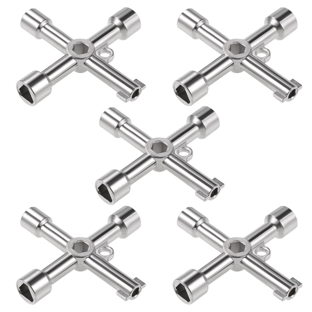 Llave de gabinete eléctrico, llave de caja de medidor de agua multifuncional triangular/cuadrada de 4 vías, 5 piezas
