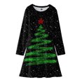 thumbnail image 6 of Glisme Girls Christmas Dress Long Sleeve Round Neck Xmas Dresses Cartoon Prints Adorable Toddler Playsuit 18-24 Months Black, 6 of 7
