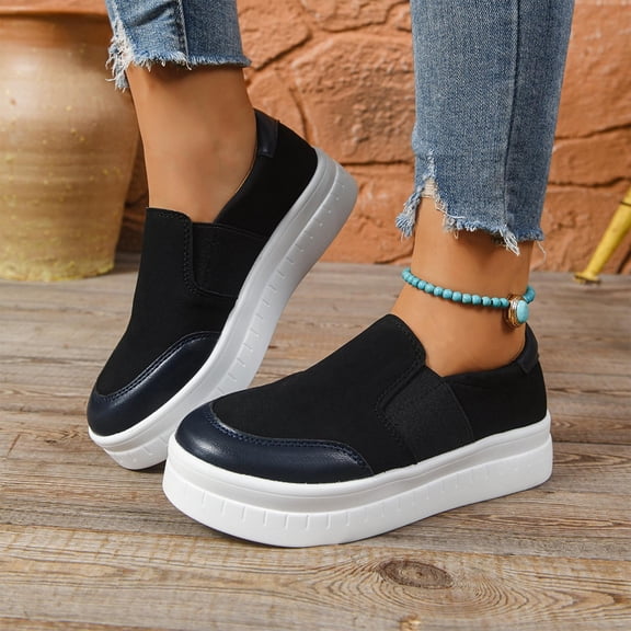 Women's Slip-On Loafers, Comfortable Casual Flats with Cushioned Insole for All-Day Walking, Easy on Off Lightweight Shoes for Daily Wear and Errands