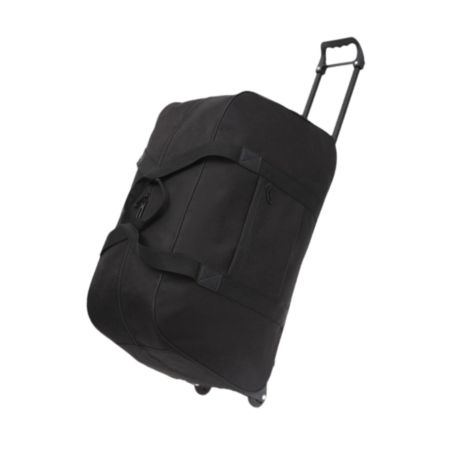 Wzmzjy Wheeled Duffel Bag Suitcase Telescoping Handle Handbag Men Women Multifunctional black