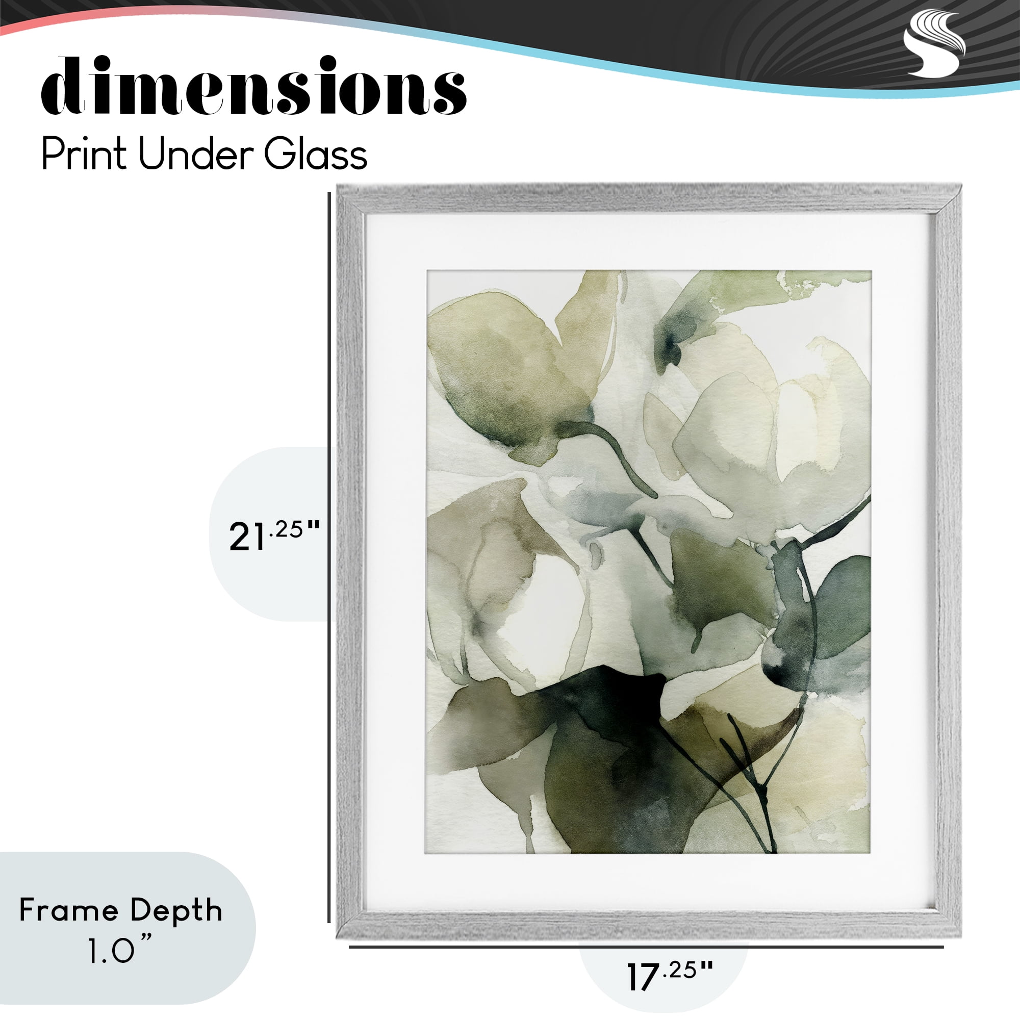 Stupell Industries Flowing Floral Branches Gray Framed Print Under Glass, design by Svetlana Aleynikova