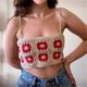 thumbnail image 4 of Women Summer Sleeveless Square Neck Strappy Camisole Vests Ethnic Hollowed Crocheted Knitted Flower Beach Crop Tube Top rose Red, 4 of 4