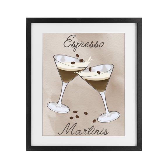 Stupell Industries Cheers Espresso Martinis Black Framed Print Under Glass, design by Marcus Prime