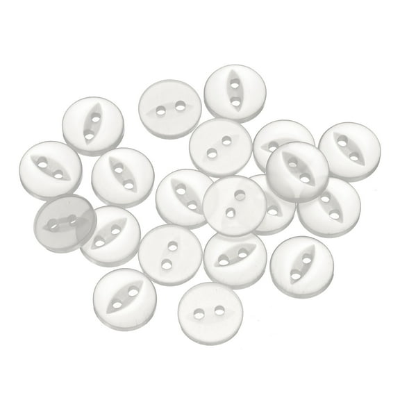 Uxcell 20pcs 16L White Round Sewing Buttons 10mm 3/8" Resin 2-Hole Fish Eye Craft Replacement Button