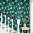 thumbnail image 2 of S4Sassy Lily Flower Wallpaper - Green Wall Covering, 25" x 120" Self-Adhesive Textured Vinyl Wall Paper, Decorative Walls Wrap, Easy DIY Walls Covering For Bedroom, Living Room, Living Space, 2 of 9