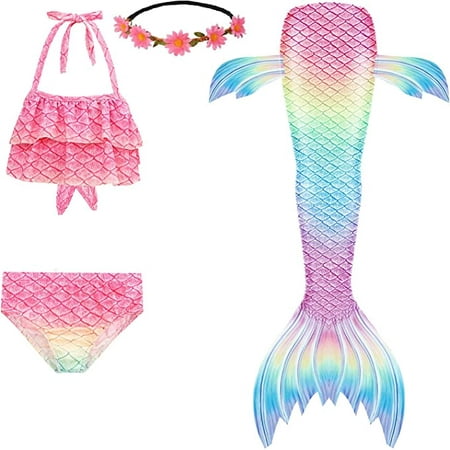 

Familycrazy Mermaid Tails Mermaid Tails for Swimming Girls Swimsuit Princess Bikini Set Bathing Suit Swimmable Costume (No Monofin)