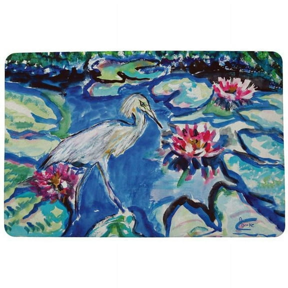 Betsy Drake DM551 18 x 26 in. Heron & Waterlilies Door Mat