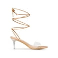 thumbnail image 3 of BLISSFUL STEP Women's Clear Strap Lace Up Clear Stiletto Heel Sandals Nude 10, 3 of 7