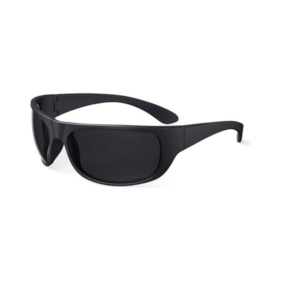 Super Dark Lens Black Polarized Sunglasses | Wrap Around Sport Sunglasses Unisex | UV400 | CAT 4 | For Photophobia