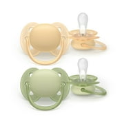 Philips Avent Ultra Soft Pacifier 6-18M, Beige / Pastel Warm Green, 2 Pack, SCF091/45