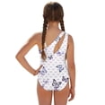 thumbnail image 3 of Xoenoiee Butterfly Bow Lavender Print Girls One Piece Swimsuit Teen Bathing Suit with Mesh Cover Up Skirt, Quick Dry Swimwear Beachwear with Adjustable Strap, Size 11-12 Years, 3 of 7