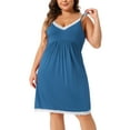 thumbnail image 2 of DARING DIVA Women's Plus Lace Strap Babydoll Chemise Nightgown 1X Blue, 2 of 6