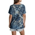 thumbnail image 4 of HomeDM Womens Short Sleeve Shirts Summer Floral Tunic Tops V Neck Loose Fit Flowy Work Shirts for Leggings S-2XL, 4 of 7