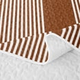 thumbnail image 5 of Castle Fairy Geometric Thin Vertical Stripe Quilt King 3 Pieces,Mid Century Wide Band King Coverlet Set,Coffee White,1 Bedspread and 2 Pillowcases, 5 of 7