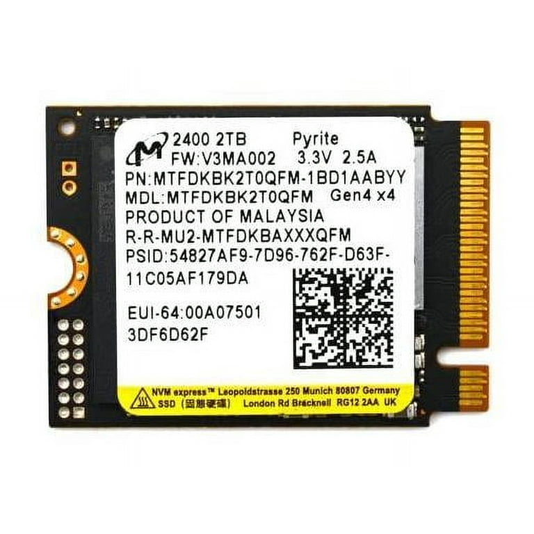 Micron 2TB SSD 2230 専用 2TB Micron 2400 M.2 2230 NVMe PCIe 4.0x4 SSD MTFDKBK2T0QFM
