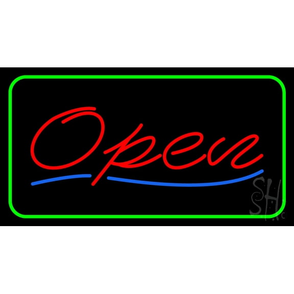 Open LED Neon Sign 20 x 37 - inches, Clear Edge Cut Acrylic Backing, with Dimmer - Bright and Premium built indoor LED Neon Sign for storefront.