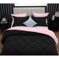 thumbnail image 6 of DNG Creations 3 Piece Reversible Diamond Pattern Comforter Solid - 100% Egyptian Cotton, 800 TC ( Full/ Queen - Size ) All-Season 550 GSM ( Light-Pink/Black Colour ), 6 of 7