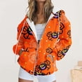 thumbnail image 2 of DeHolifer Women Sweatshirt Plus Size Halloween Print Fashion Printed Zipper Blouse Long Sleeve Hoodies Tops Sweatshirt with Pockets Orange 2XL, 2 of 7
