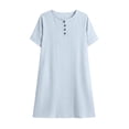 thumbnail image 6 of QUNYINEY Short Sleeve Women Summer Dresses Midi Casual Striped T-Shirt Dress Button Loose Fit Crew Neck with Pockets Dresses, 6 of 6