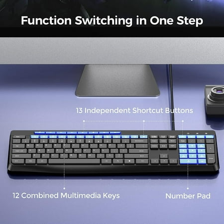 YTGRF-Wired Keyboard,Quiet Keyboard,Multimedia Usb Computer Keyboard,Silent Keyboardwith Low Profile Chiclet Keys,Large Number Pad,Spill-Resistant,Anti-Wear Letters,Full Size Keyboardfor Laptop,Deskt