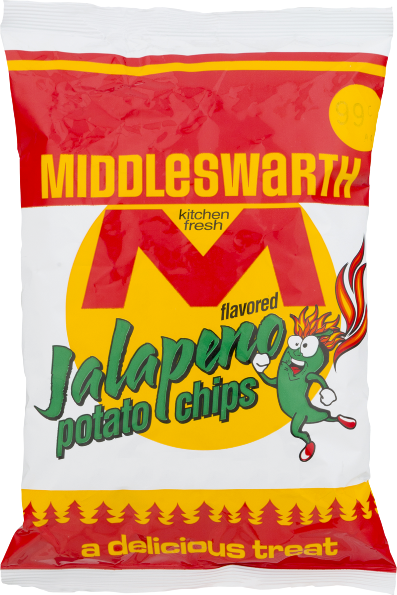 Middleswarth Kitchen Fresh Jalapeno Flavored Potato Chips, 12Pack 1.5