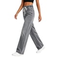 thumbnail image 4 of Risckoth Women's Plus Size Drawstring Elastic Waist Jeans Straight Leg Loose Fit Side Pockets Solid Casual Long Pants S-2XL, 4 of 7