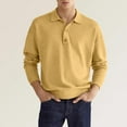 thumbnail image 2 of Caqnni Men's Long Sleeve Polo Shirts Classic Casual ed Shirts for Versatility (Yellow,L), 2 of 4
