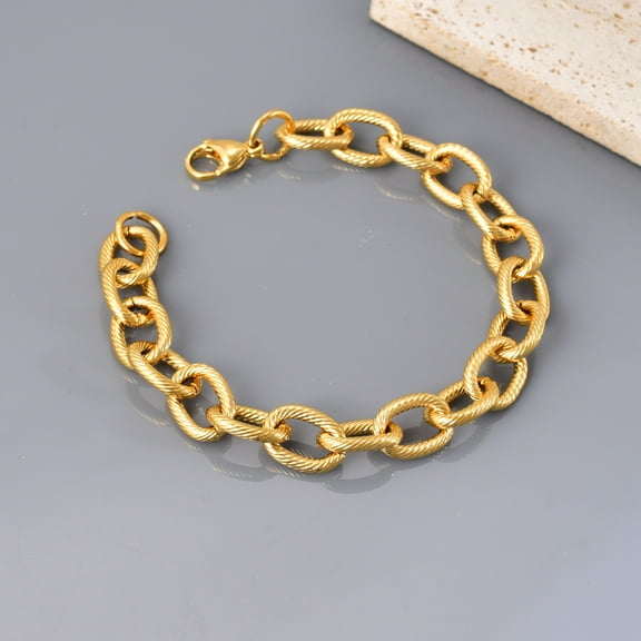 Geometric Simple Golden Women‘s 14K Yellow Gold Chain Bracelet Charm Chain Female Bracelet Jewelry Party Gifts