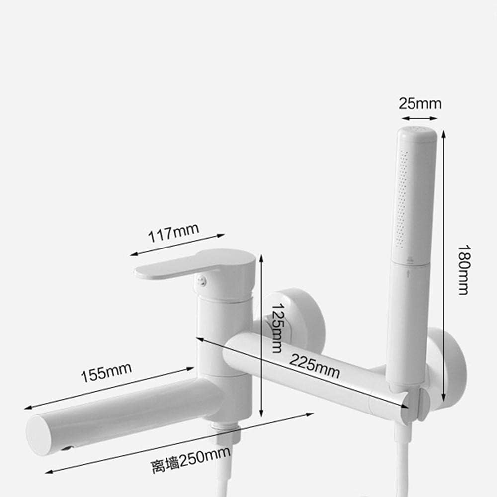 Bath Faucet Wall Mounted White Bathtub Faucet Brass Cold Water and Hot Water Sink Faucet-C