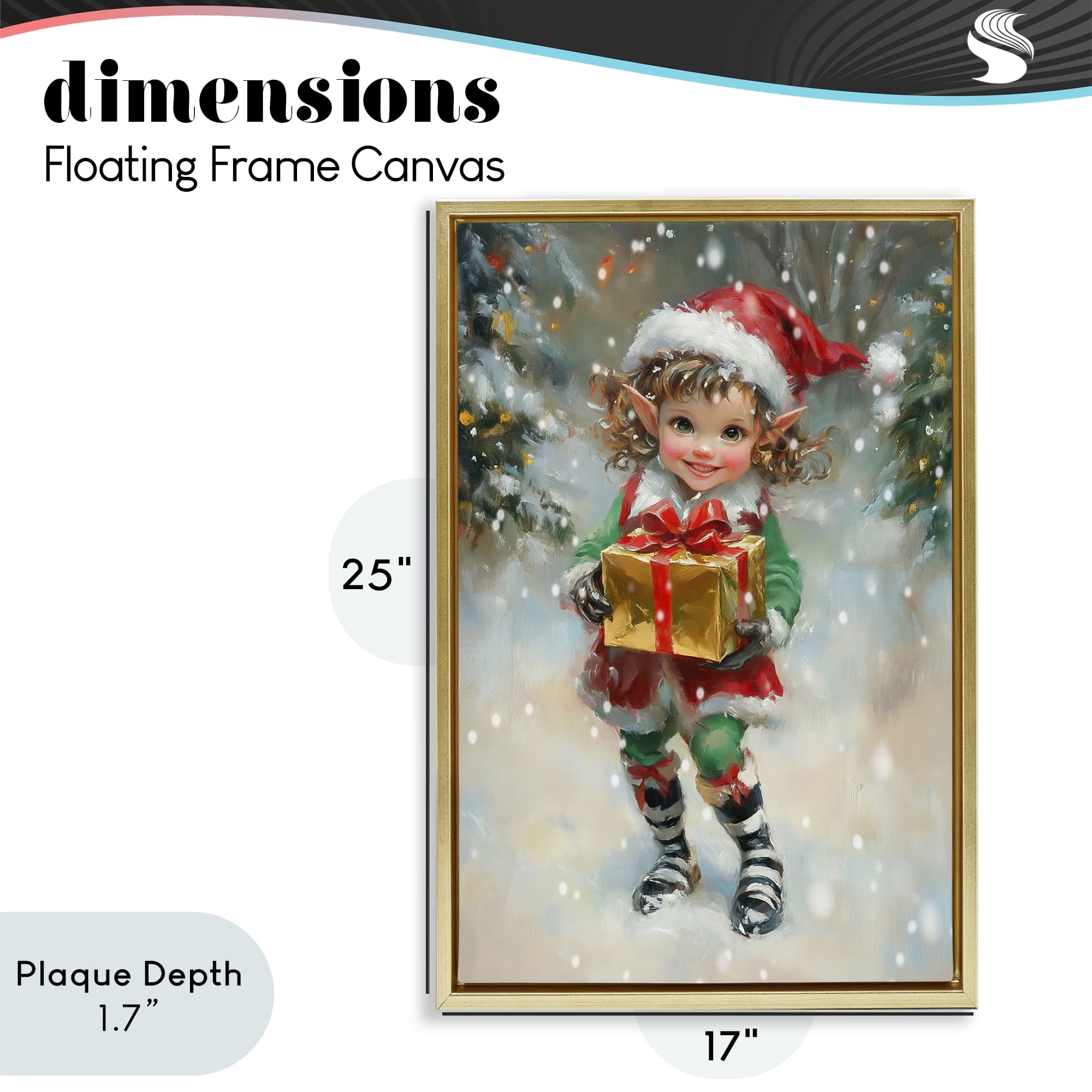 Stupell Industries Santa's Little Elf Gold Framed Floater Canvas Wall Art, design by Tina LeCour