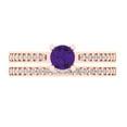 thumbnail image 2 of Clara Pucci 14K Rose Gold 0.86 Natural Amethyst Engraveable Engagement Ring + Wedding Band Set, 2 of 7