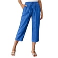 thumbnail image 3 of Cutuoiiu Casual Womens Cropped Pants Cotton Polyester Blend Elastic Waist with Button Cuffs and Pockets for Travel Gift, 3 of 9